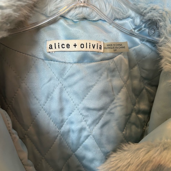 Alice + Olivia Colorblock Pattern Faux Fur Jacket EUC Size S - Picture 3 of 5